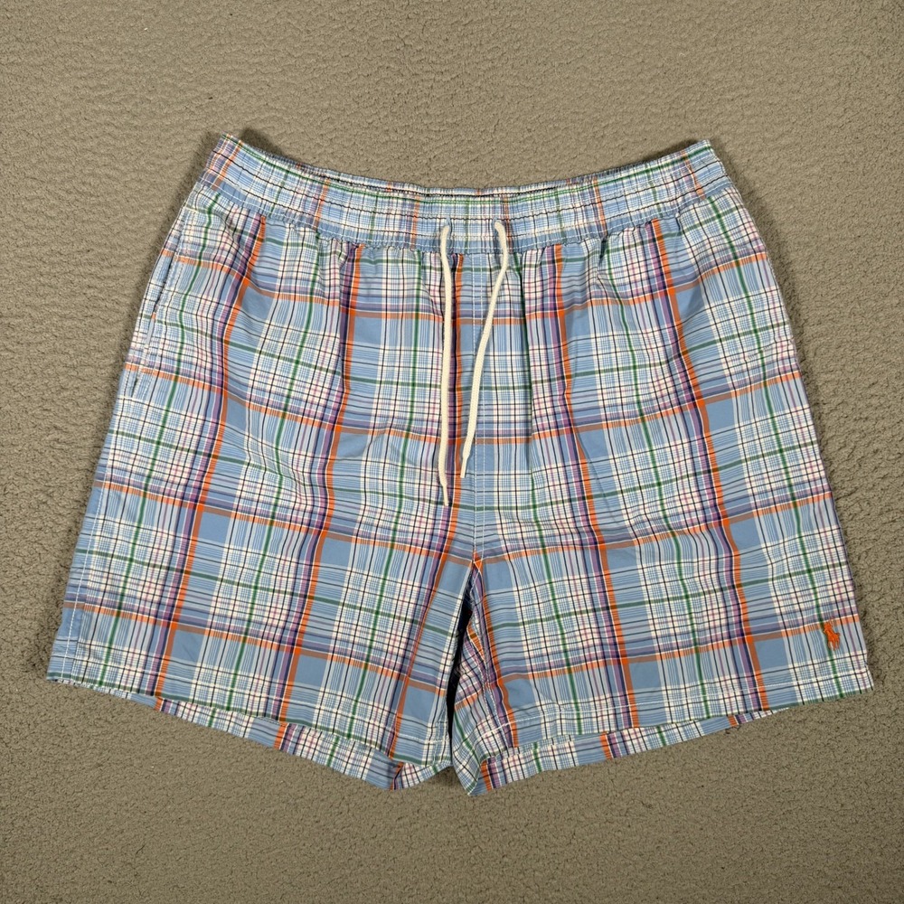 Polo Ralph Lauren Shorts Mens Large Blue Trunks Swim Elastic Waist Drawstring
